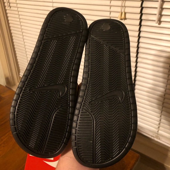Women’s benassi gold Nike slides - Picture 2 of 5